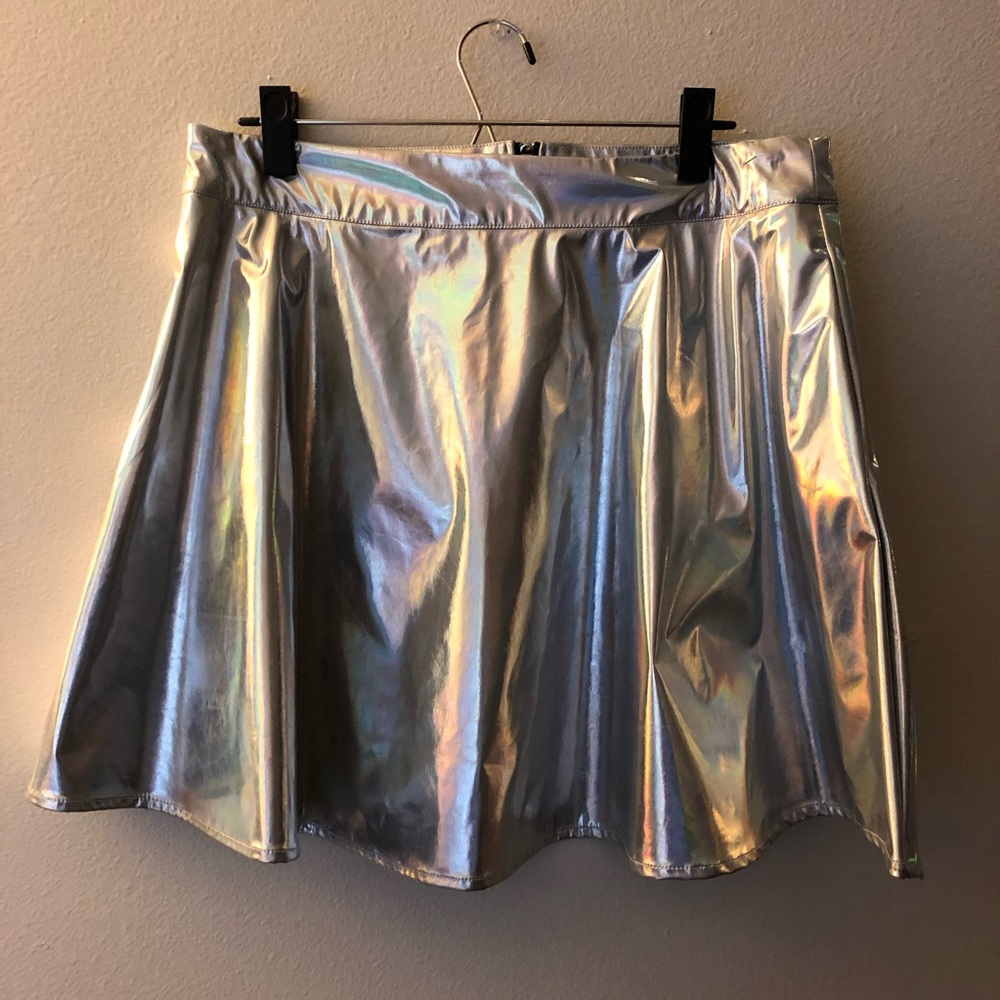 Silver/holographic mini skirt
